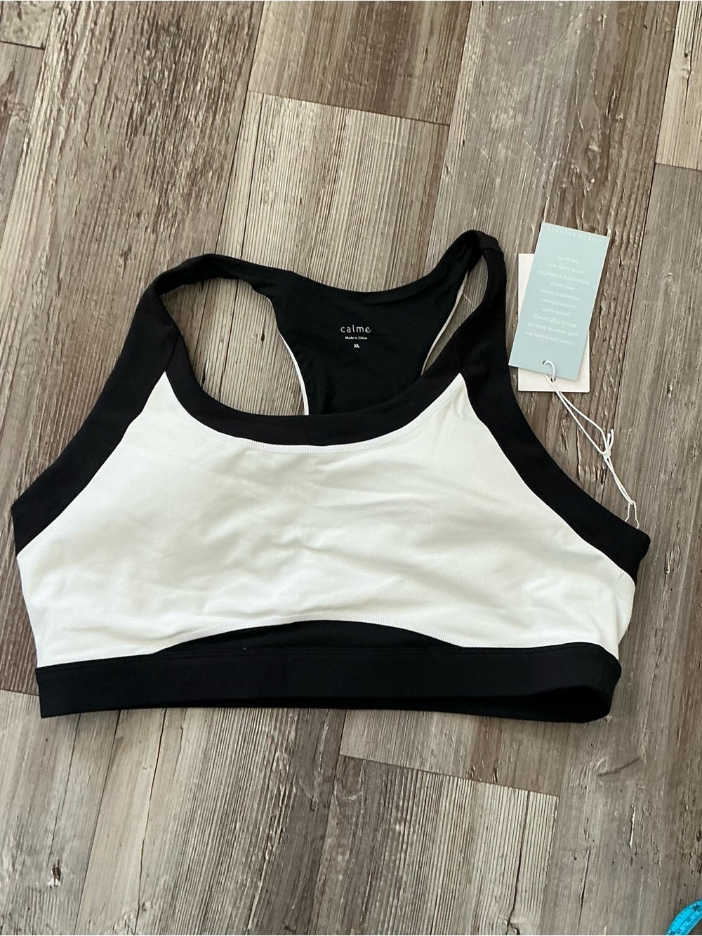 Calme Black & White Racerback Sports Bra